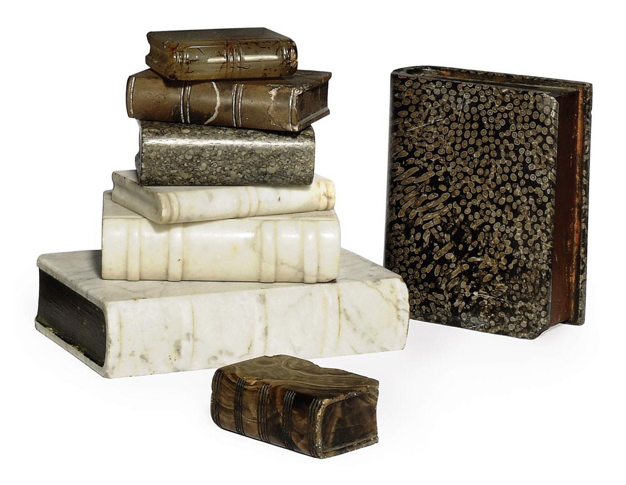 A COLLECTION OF EIGHT SPECIMENMARBLE NOVELTY PAPERWEIGHTS