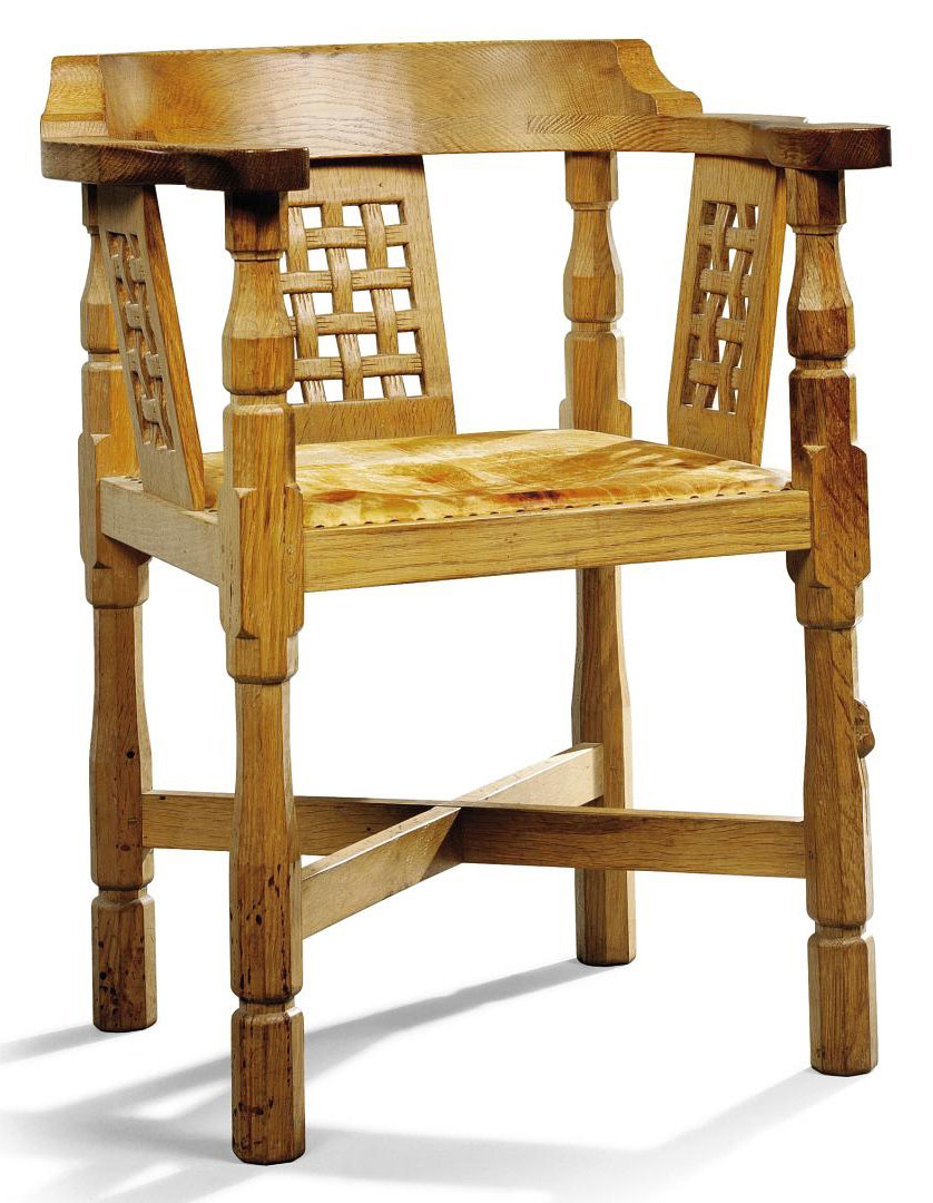 A ROBERT THOMPSON 'MOUSEMAN' OAK 'MONKS' CHAIR , LATE 20TH CENTURY