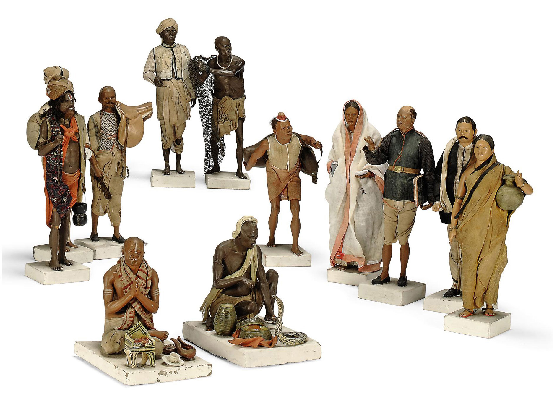 A GROUP OF TWELVE INDIAN BENGALI TERRACOTTA FIGURES , FIRST HALF 19TH CENTURY Christie's
