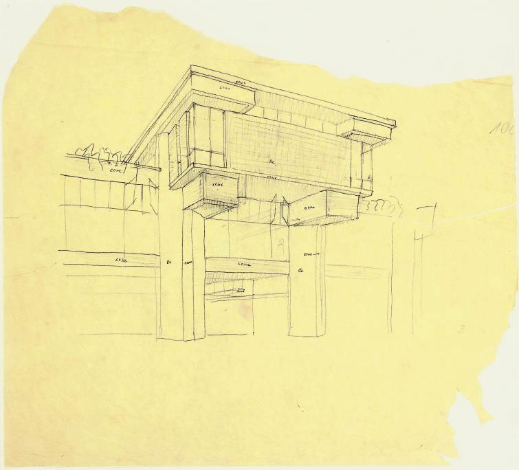 Paul Rudolph (American, 1918-1997) , Sketch for Southeastern