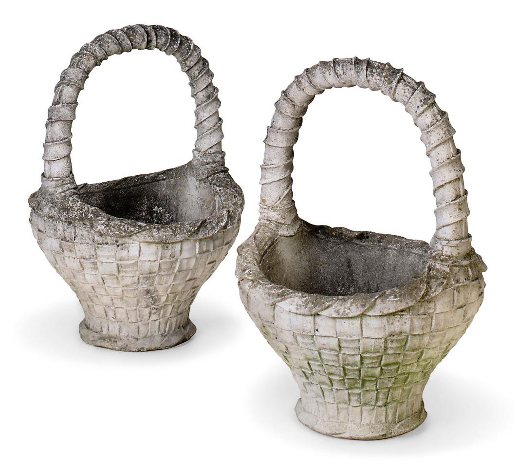 A PAIR OF COMPOSITION STONE GARDEN BASKETS , MID20TH CENTURY Christie's