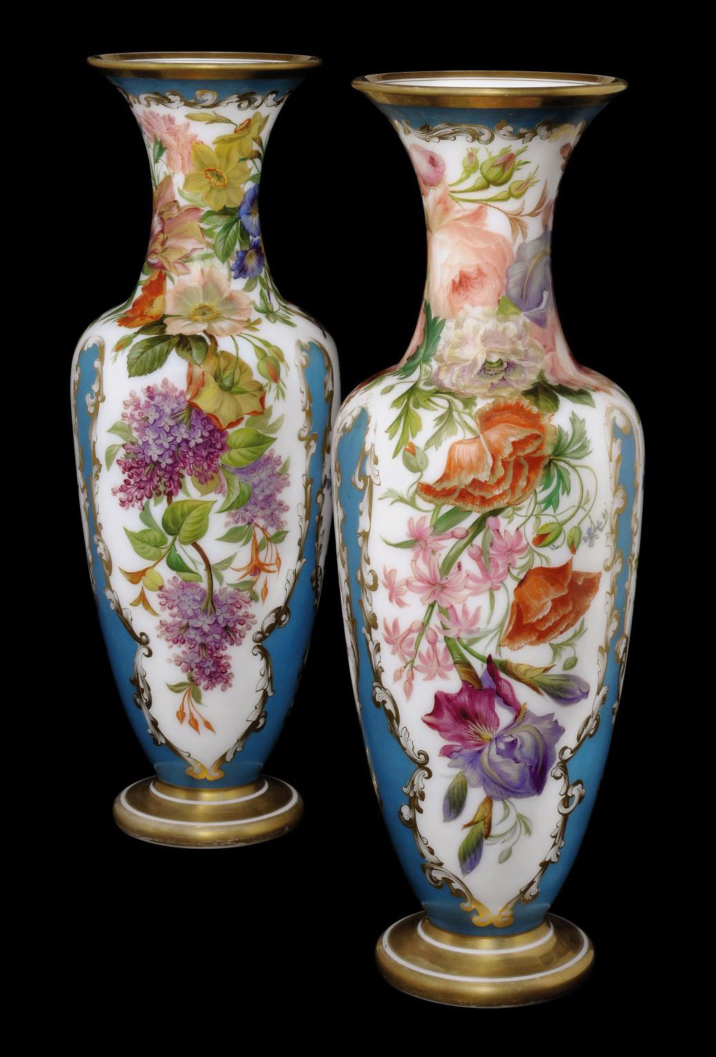A PAIR OF FRENCH OPALINE GLASS VASES , MID19TH CENTURY, PERHAPS