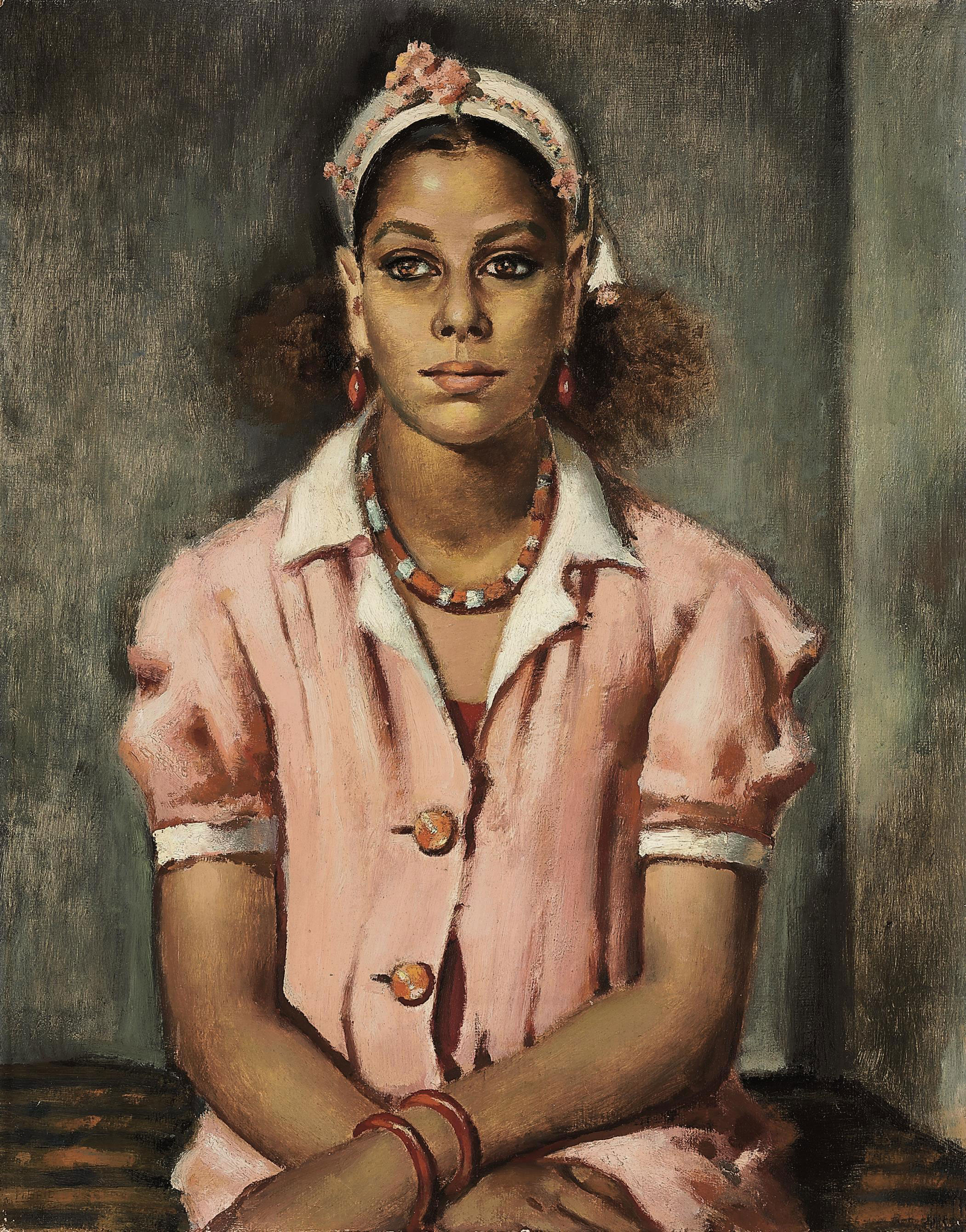 Mahmoud Said Egyptian 1897 1964 The Girl In The Pink Dress