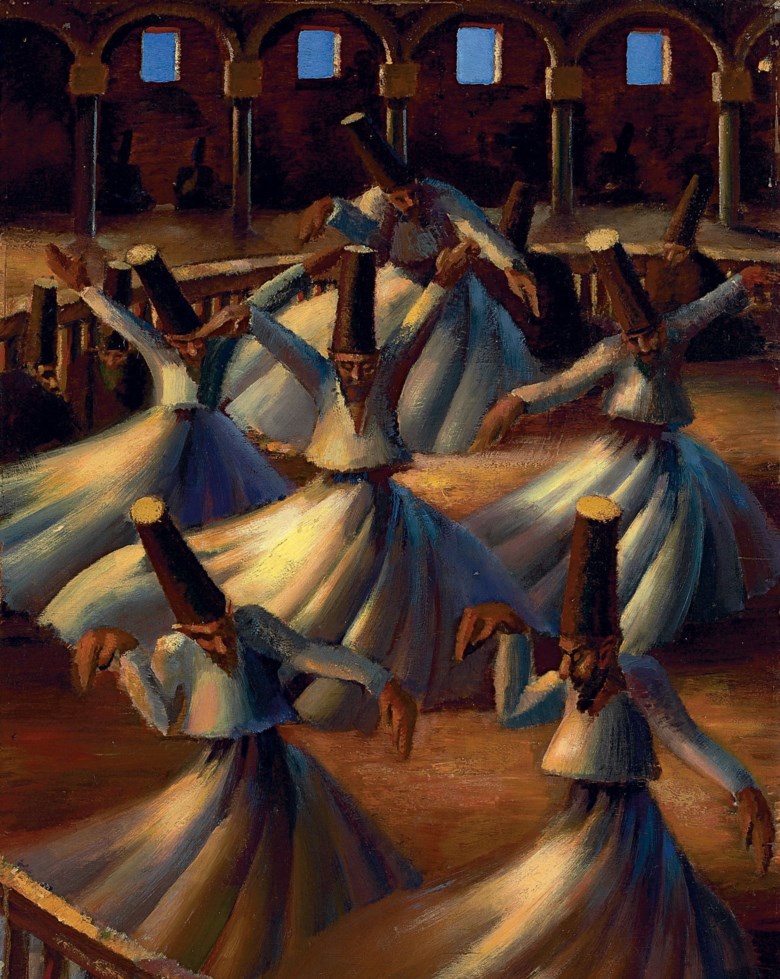Mahmoud Said (Egyptian, 1897-1964), The Whirling Dervishes, painted in 1929 . 38⅜ x 27½ in (97.5 x 69.8 cm). Sold for $2,546,500 on 26 October 2010 at Christie’s in Dubai