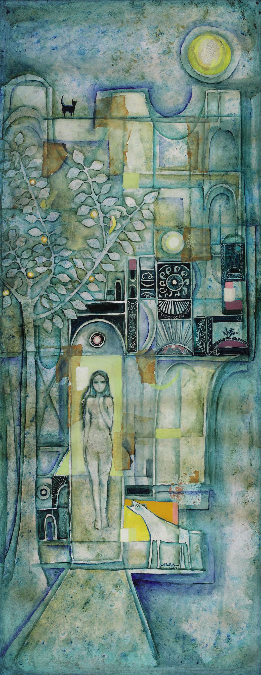 Suad Al Attar Iraqi B 1942 Garden Of Eden Paintings Oil