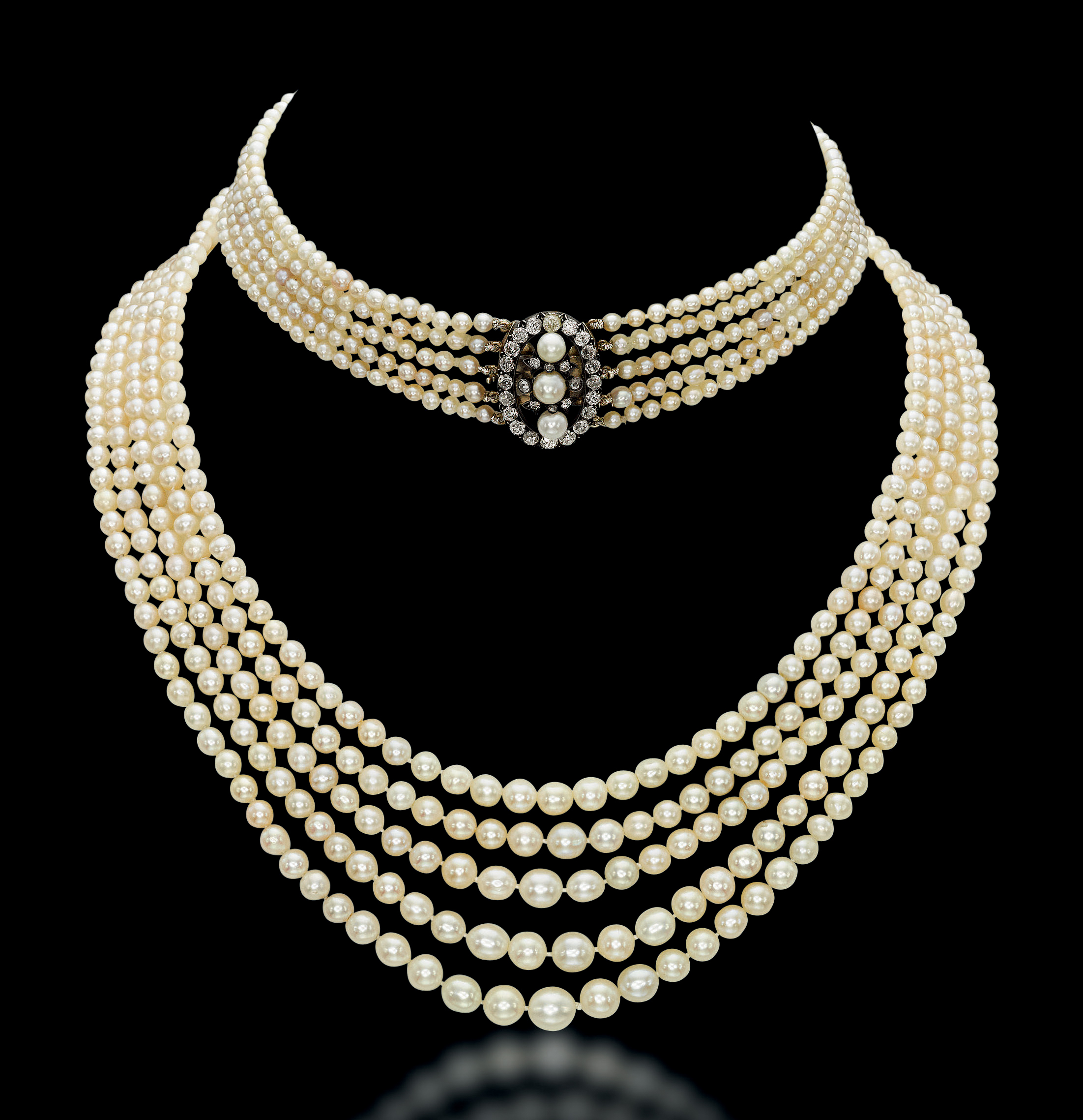 AN ANTIQUE PEARL AND DIAMOND NECKLACE Christie's