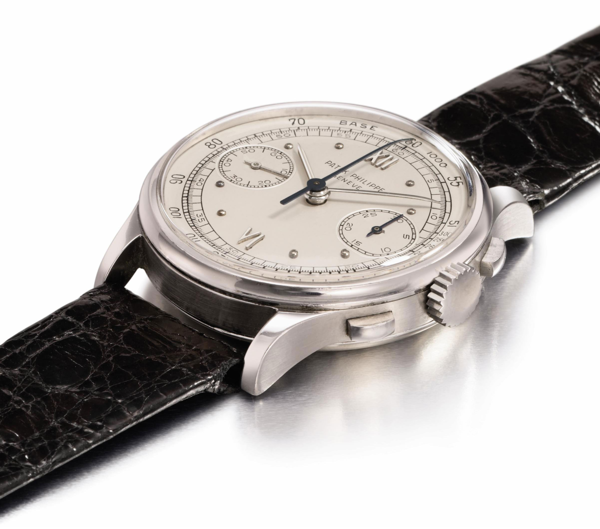 Patek Philippe. A very fine and rare stainless steel chronograph