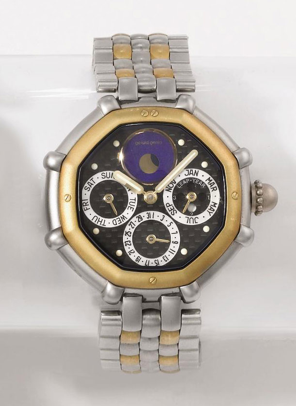 Patek Philippe. A fine and rare 18K gold openface minute repeating perpetual calendar split seconds chronograph keyless lever watch with phases of the moon SIGNED PATEK PHILIPPE GENEVE REF. 658 MOVEME...