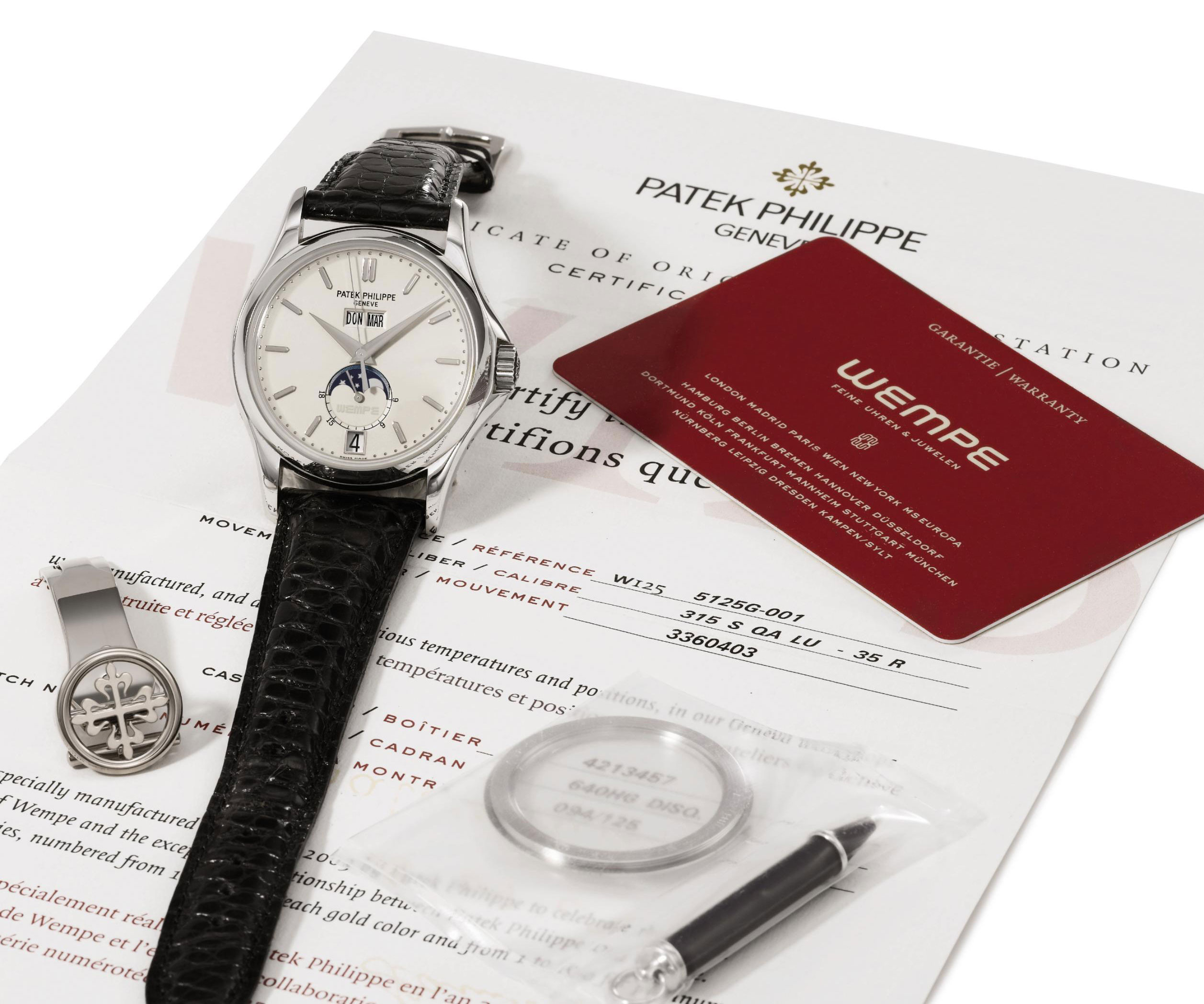 Patek Philippe A Very Fine And Rare 18k White Gold Limited Edition Automatic Annual Calendar Wristwatch