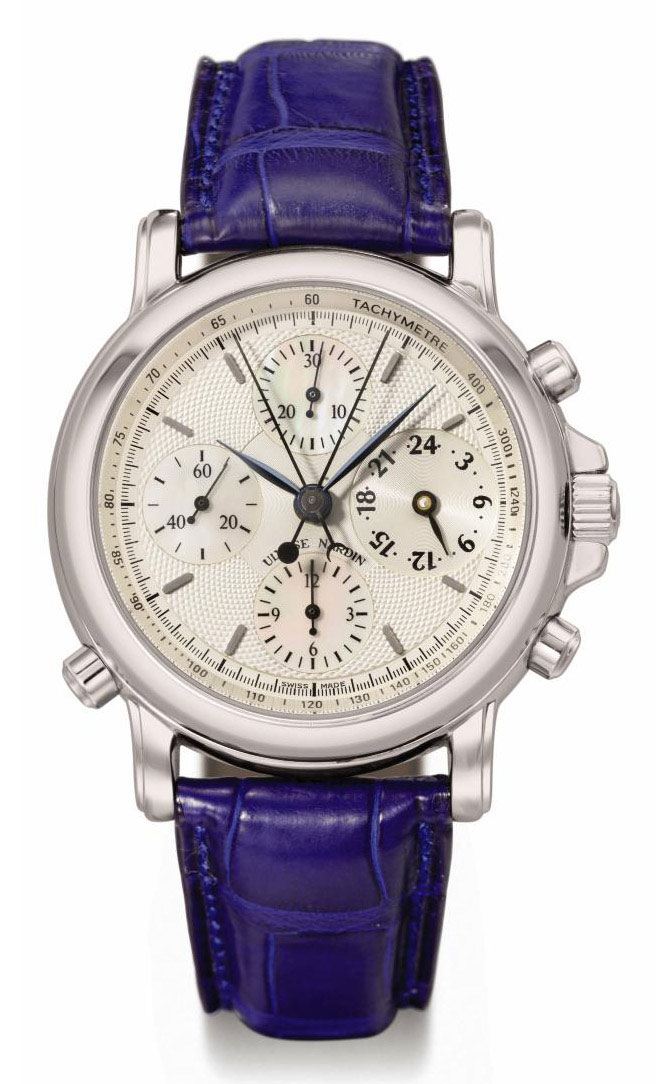 Ulysse Nardin. A large stainless steel automatic split seconds chronograph wristwatch SIGNED ULYSSE NARDIN CHRONOSPLIT BERLIN II MODEL REF. 583 22 NO. 884 MANUFACTURED IN 1997 Christie s