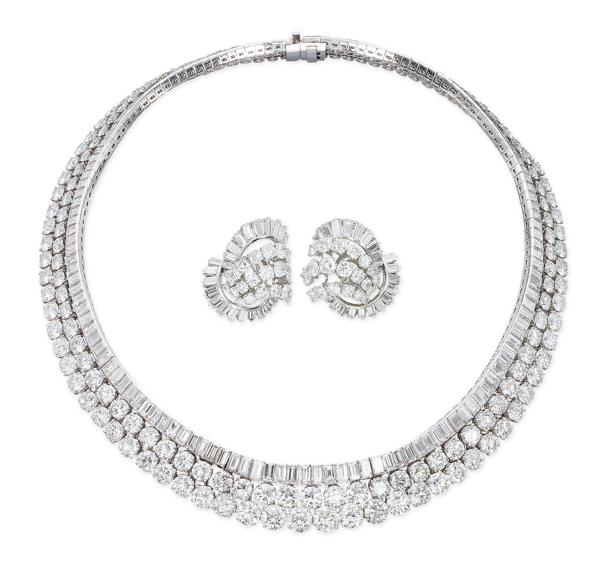 Real diamond necklace and earring set Clearance