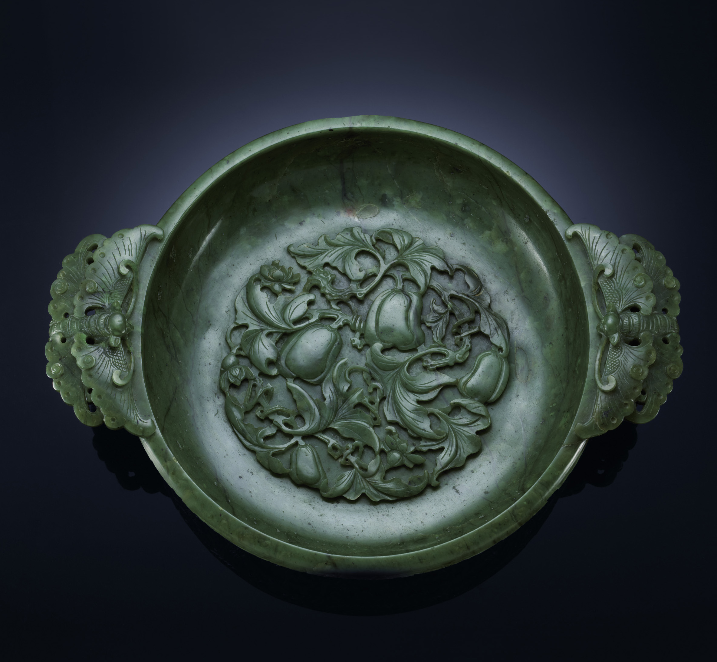 A FINELY CARVED SPINACHGREEN JADE MARRIAGE BOWL Christie's