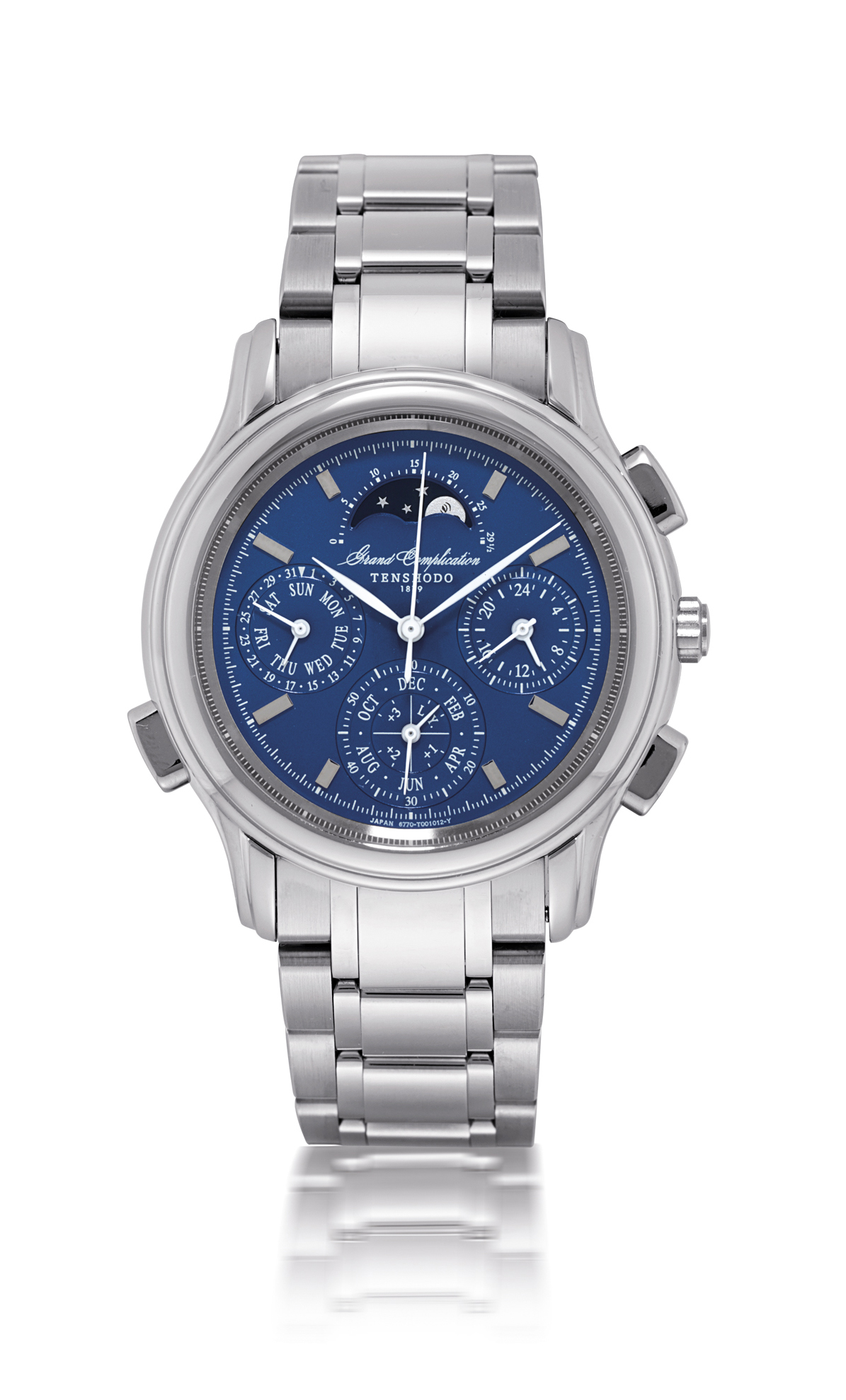 TENSHODO, GRAND COMPLICATIONPLATINUM PLATED STAINLESS STEEL QUARTZ 