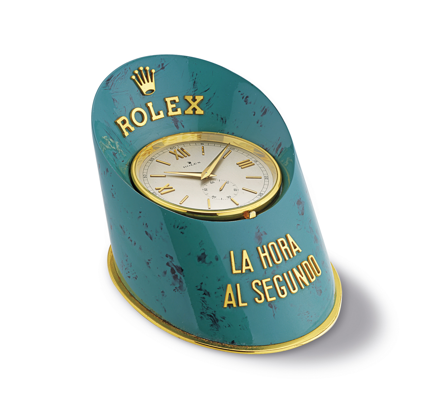 Rolex La Hora Al Segundo Gilt Brass And Painted Hoof Shaped
