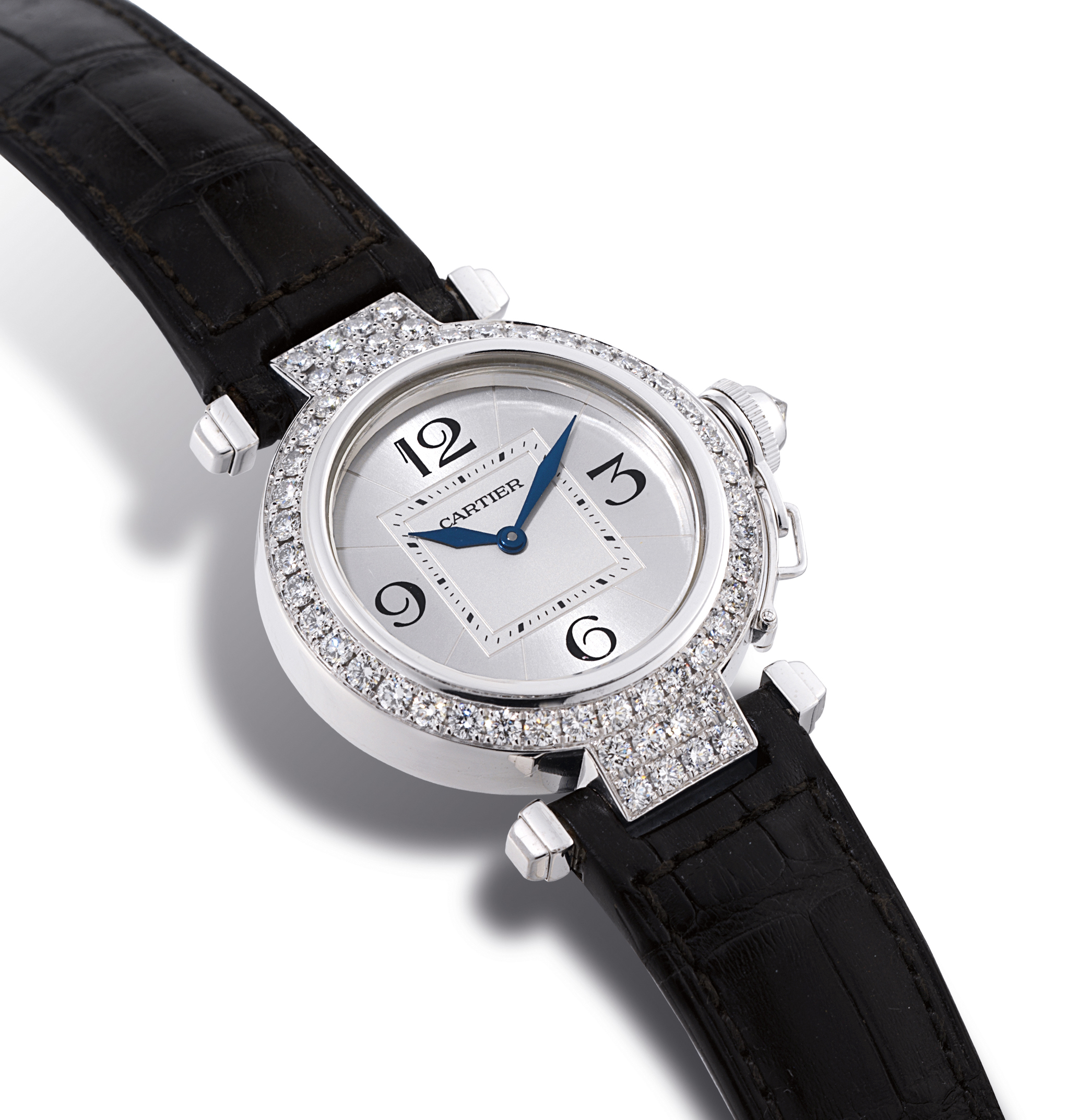 CARTIER, PASHA DE CARTIER LADY'S WHITE GOLD AND DIAMONDSET QUARTZ