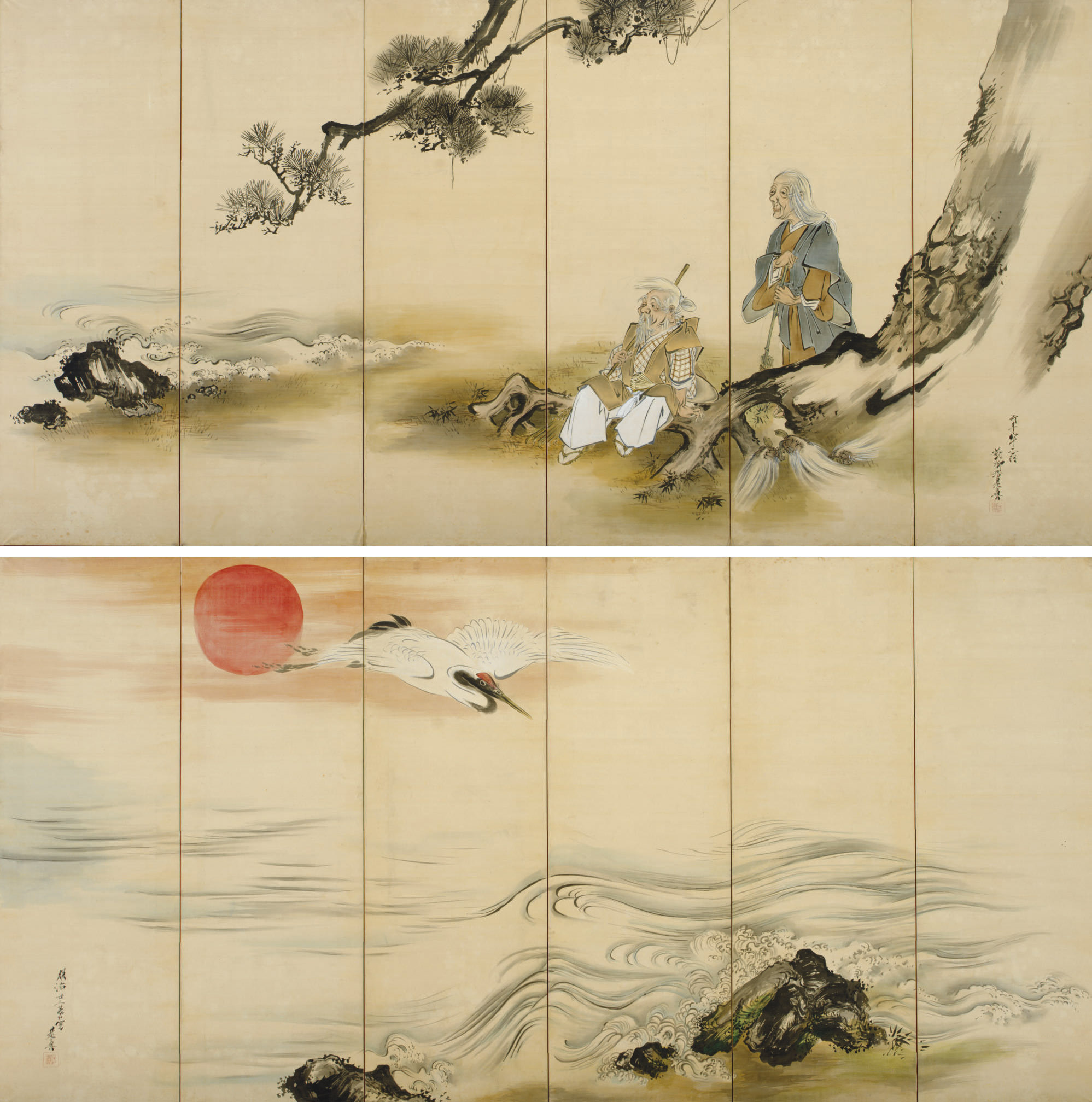 Shibata Zeshin (18071891) , Scenes from the Noh play Takasago , 1889