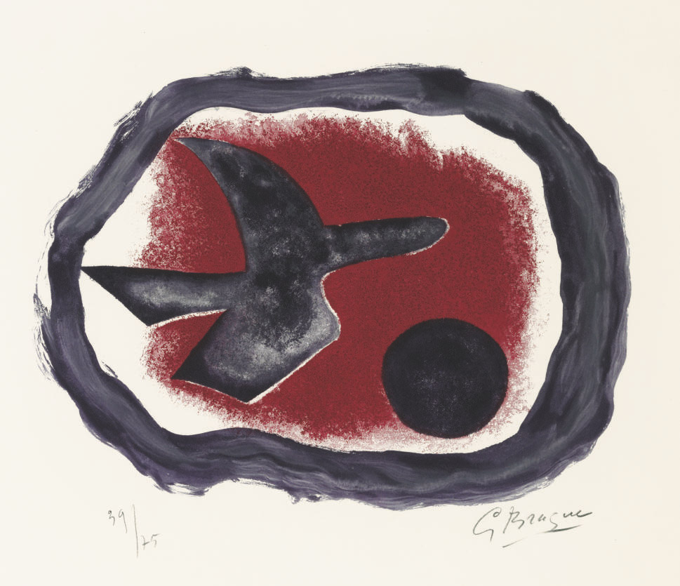 Oiseau sur fond carmin (Oiseau XIV) (V. 123) 
