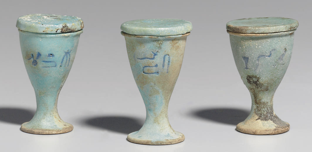 THREE EGYPTIAN FAIENCE CUPS , LATE PERIOD TO PTOLEMAIC PERIOD, 66430 B.C. Christie's