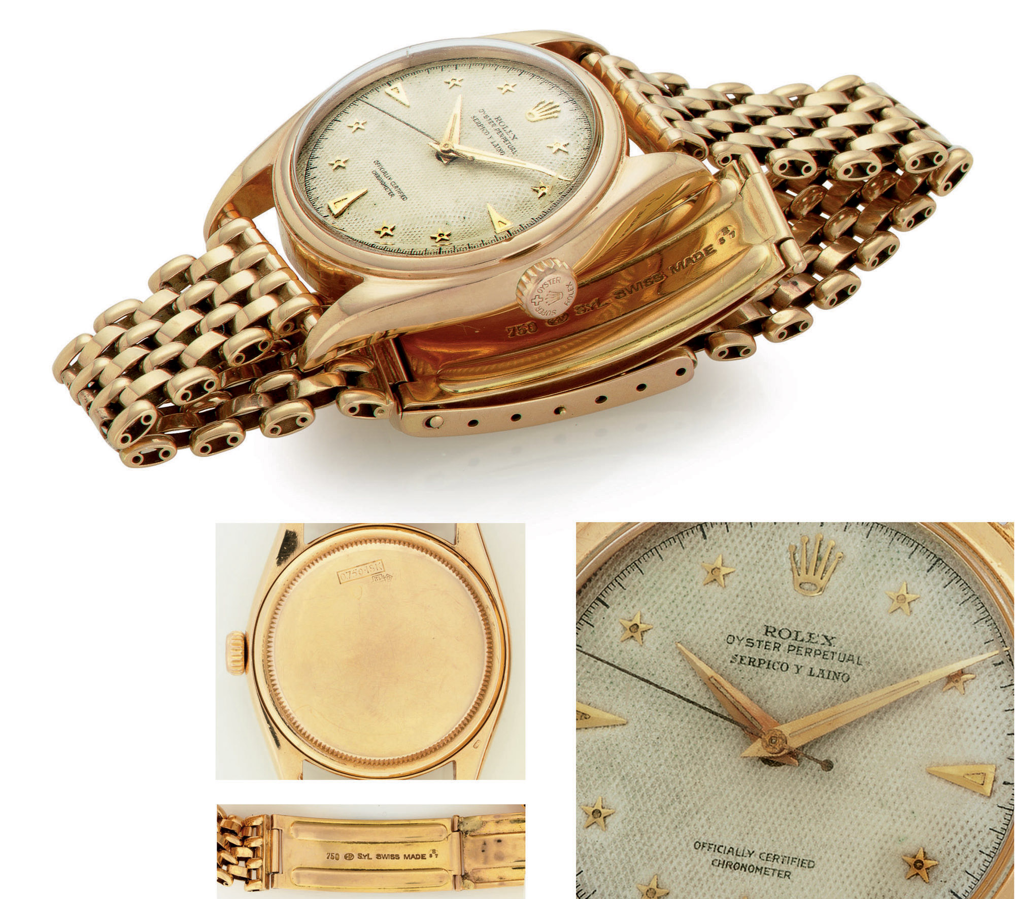 ROLEX. A FINE AND RARE 18K PINK GOLD AUTOMATIC BUBBLE BACK WRISTWATCH