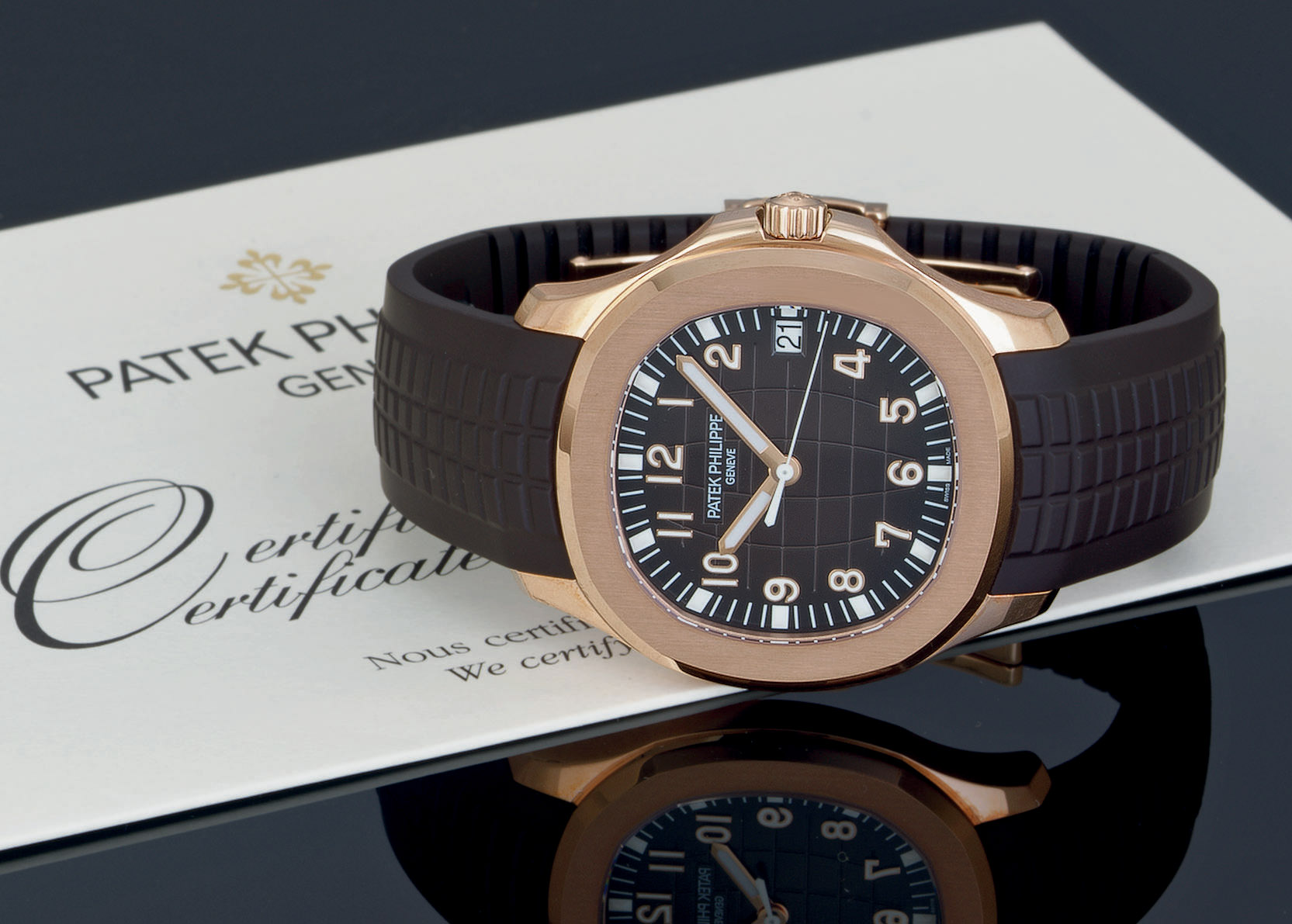 PATEK PHILIPPE. AN 18K PINK GOLD AUTOMATIC WRISTWATCH WITH DATE ...