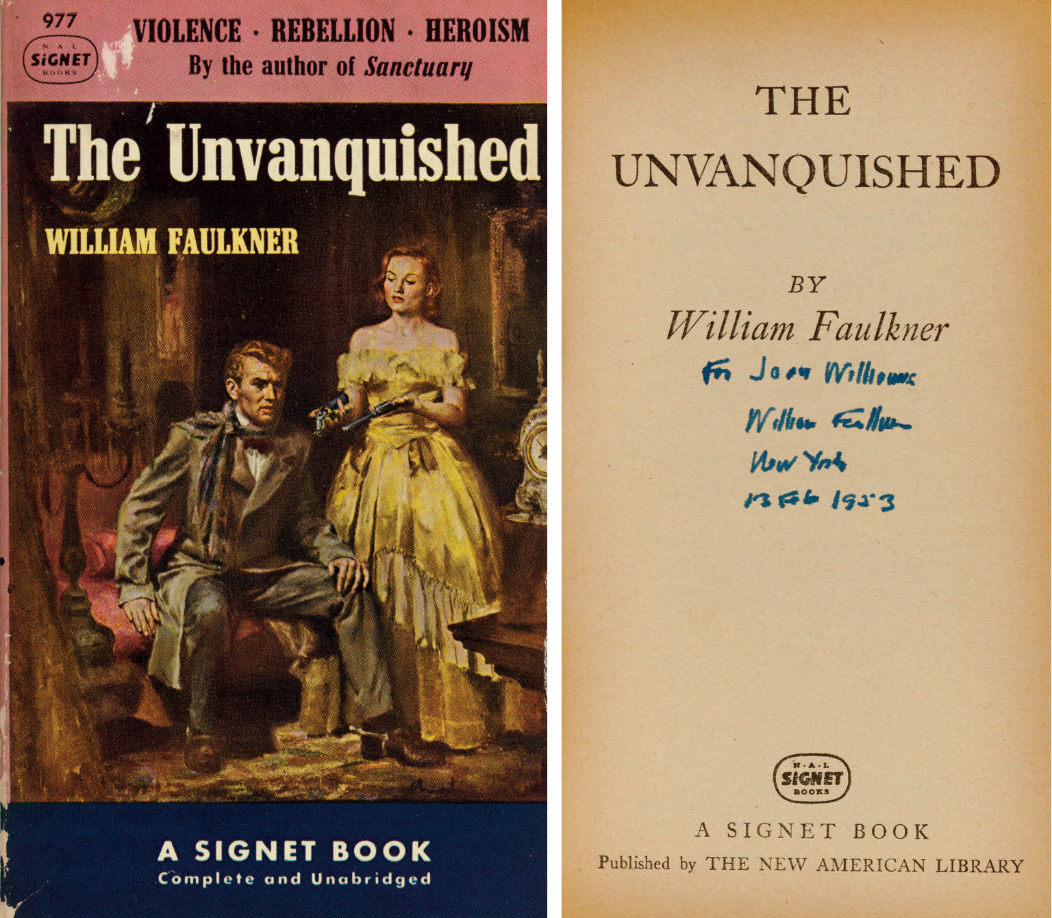 FAULKNER, William. The Unvanquished. New York: Signet, 1952