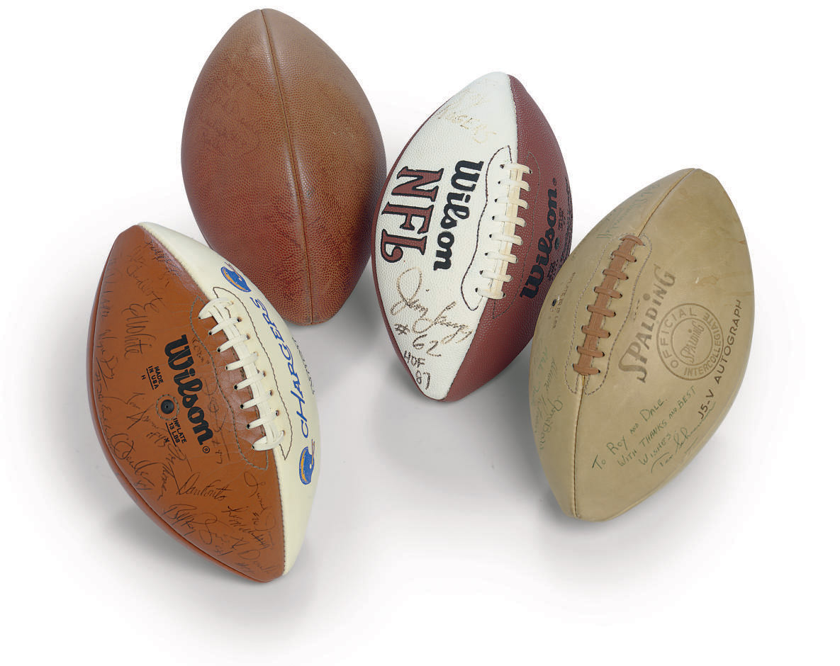 A GROUP OF PERSONALIZED FOOTBALL MEMORABILIA