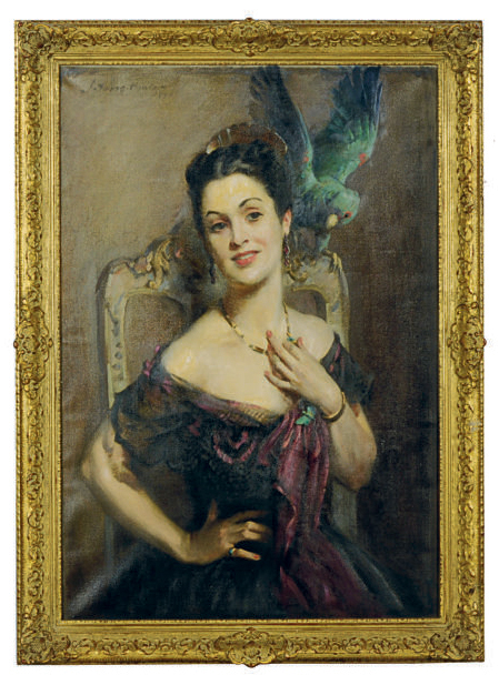 John Young Hunter American 1874 1955 A Beauty With A Parrot