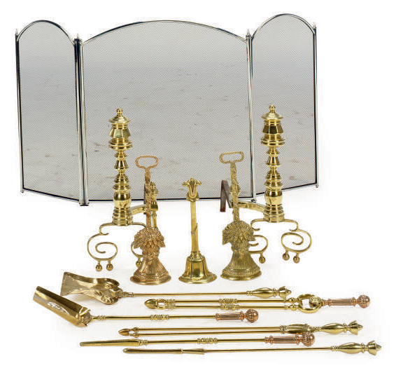 A SET OF FIREPLACE EQUIPMENT,