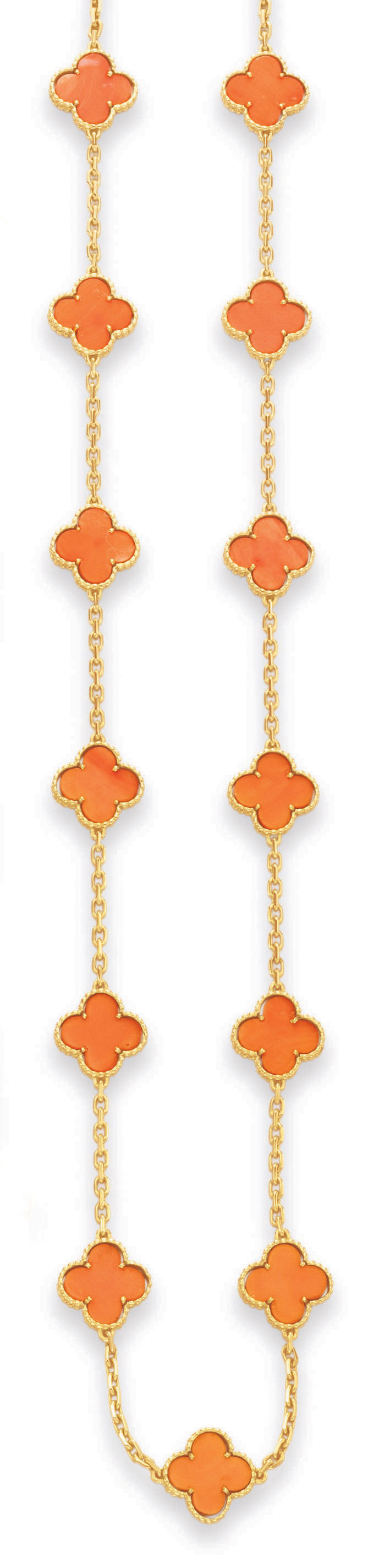 A Coral And Gold Alhambra Necklace By Van Cleef Arpels