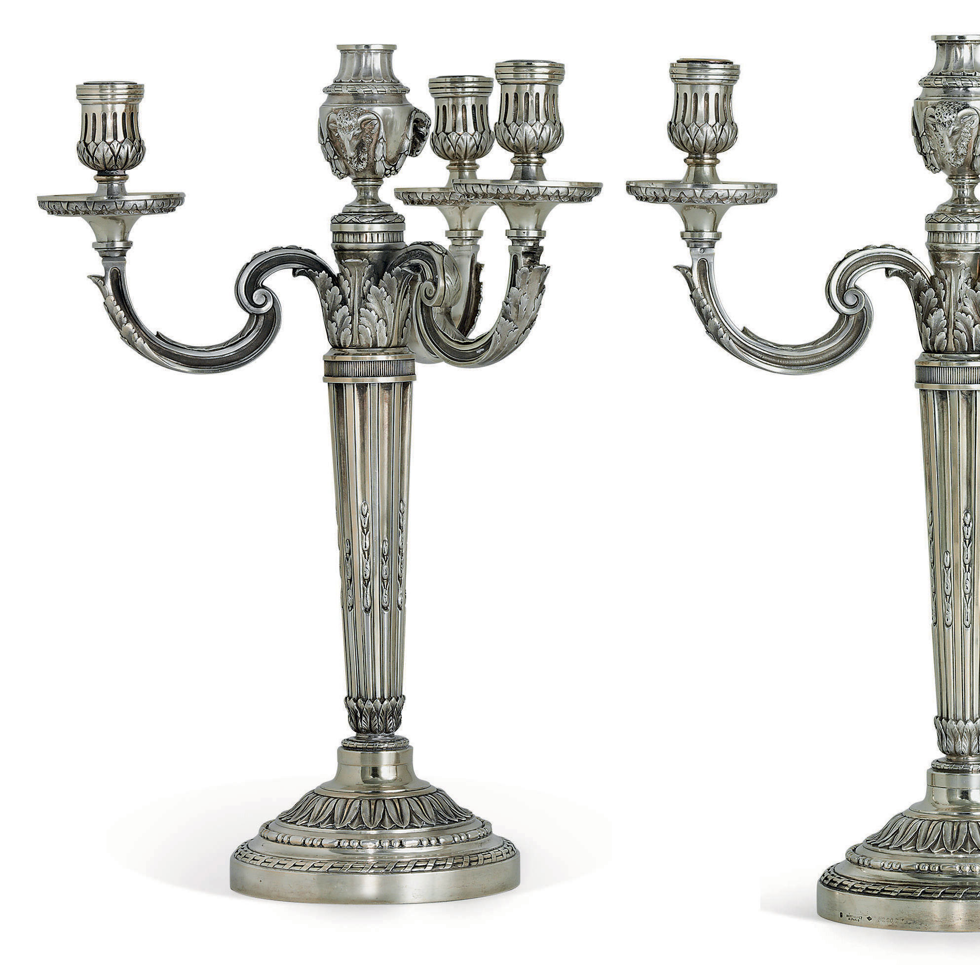 A PAIR OF FRENCH SILVER-GILT FOUR-LIGHT CANDELABRA , MARK ...