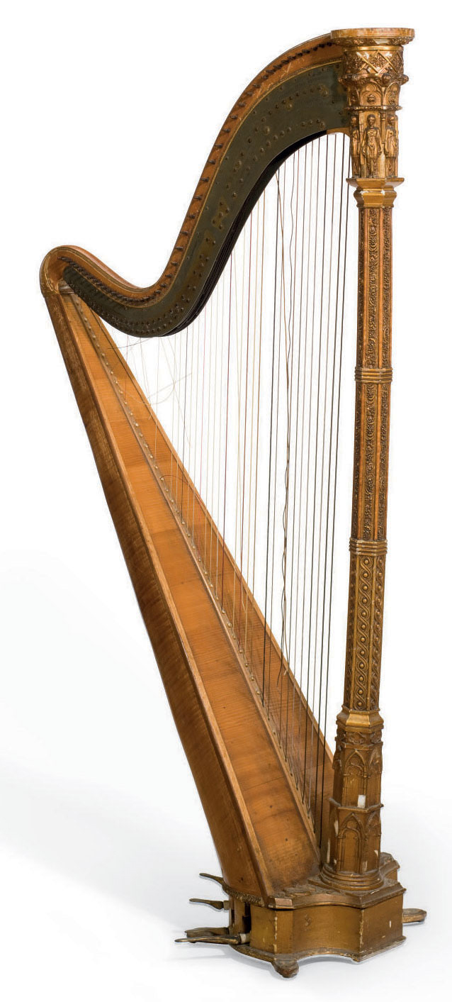 A REGENCY GILT-COMPOSITION 47-STRING DOUBLE-ACTION HARP , BY J.A