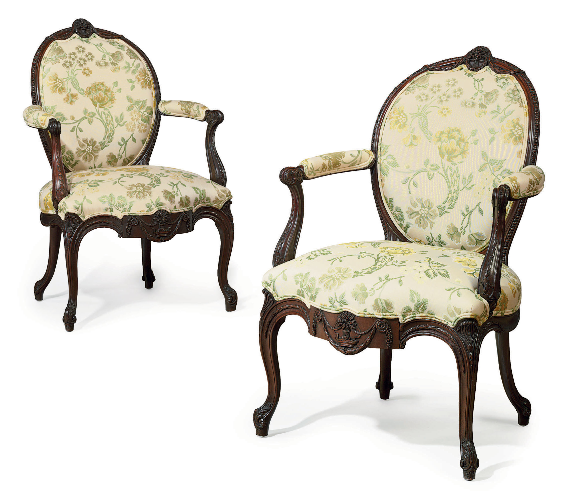 A PAIR OF III SOLID MAHOGANY ARMCHAIRS