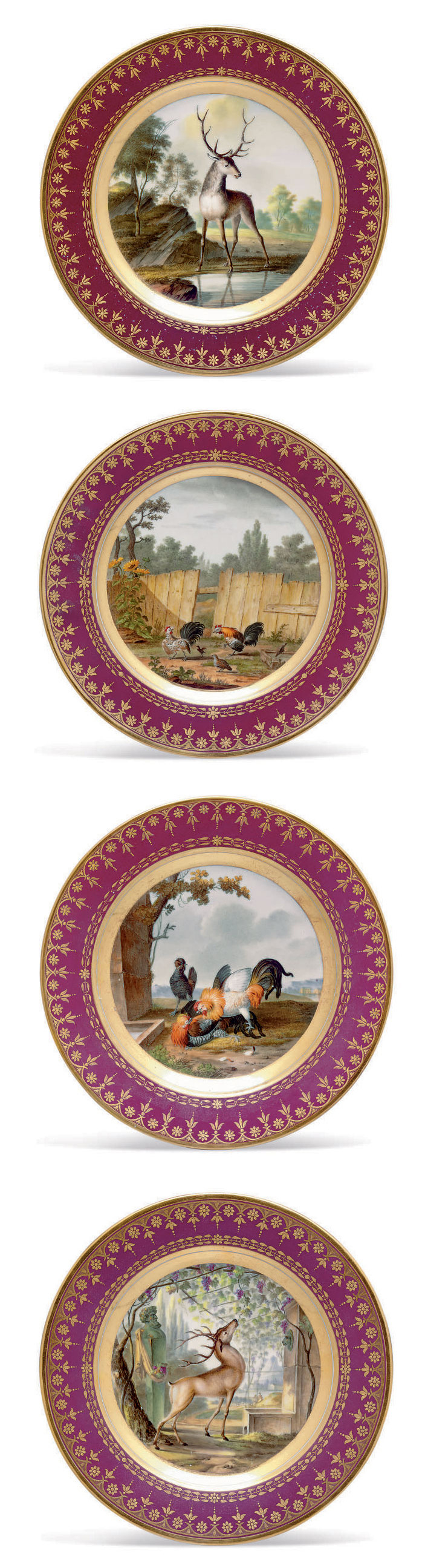 A Sevres Hard Paste Porcelain Fonds Pourpre Et Ciel Part Dessert Service Le Service De L Archichancelier