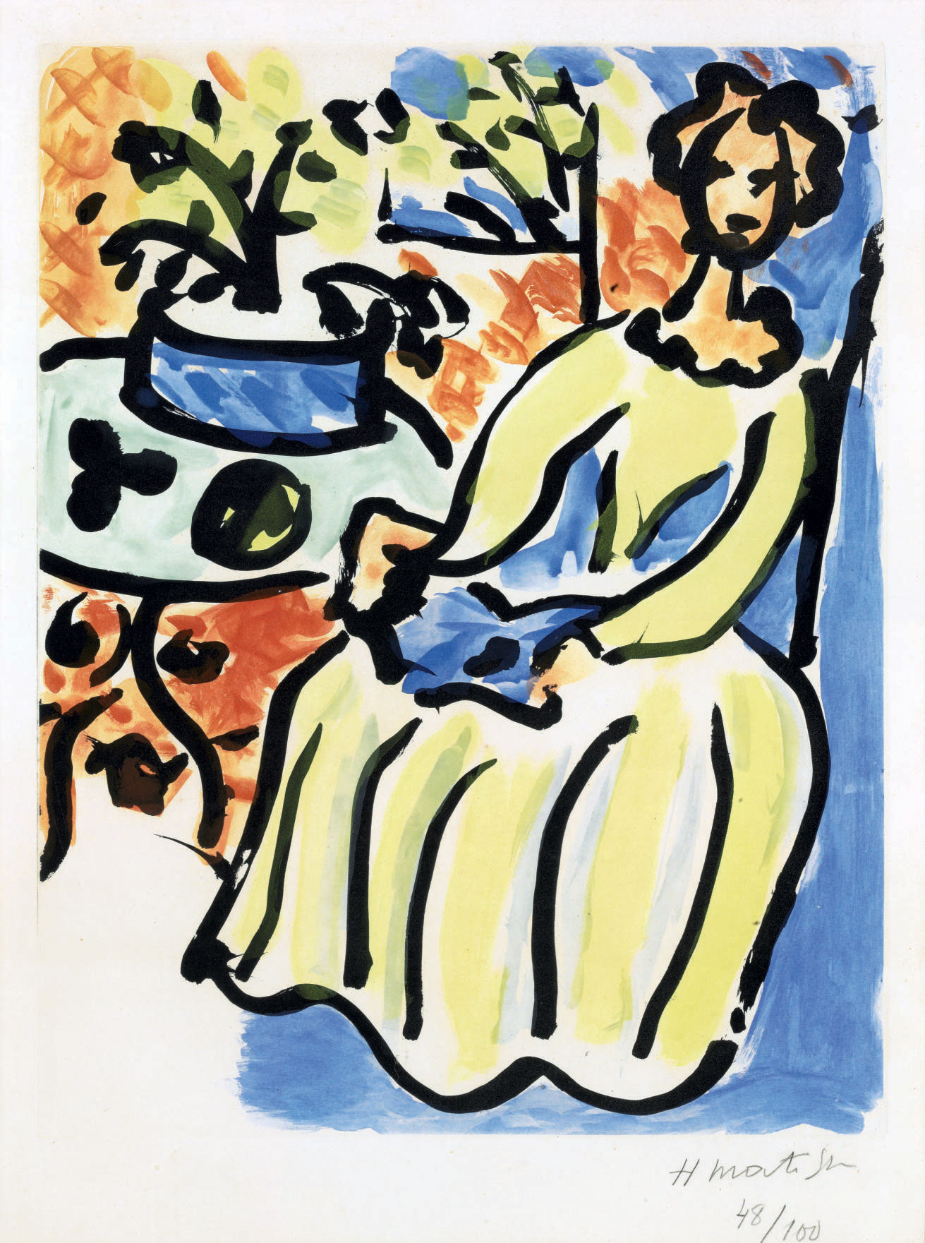 Marie-José en robe jaune (D. 817) 
