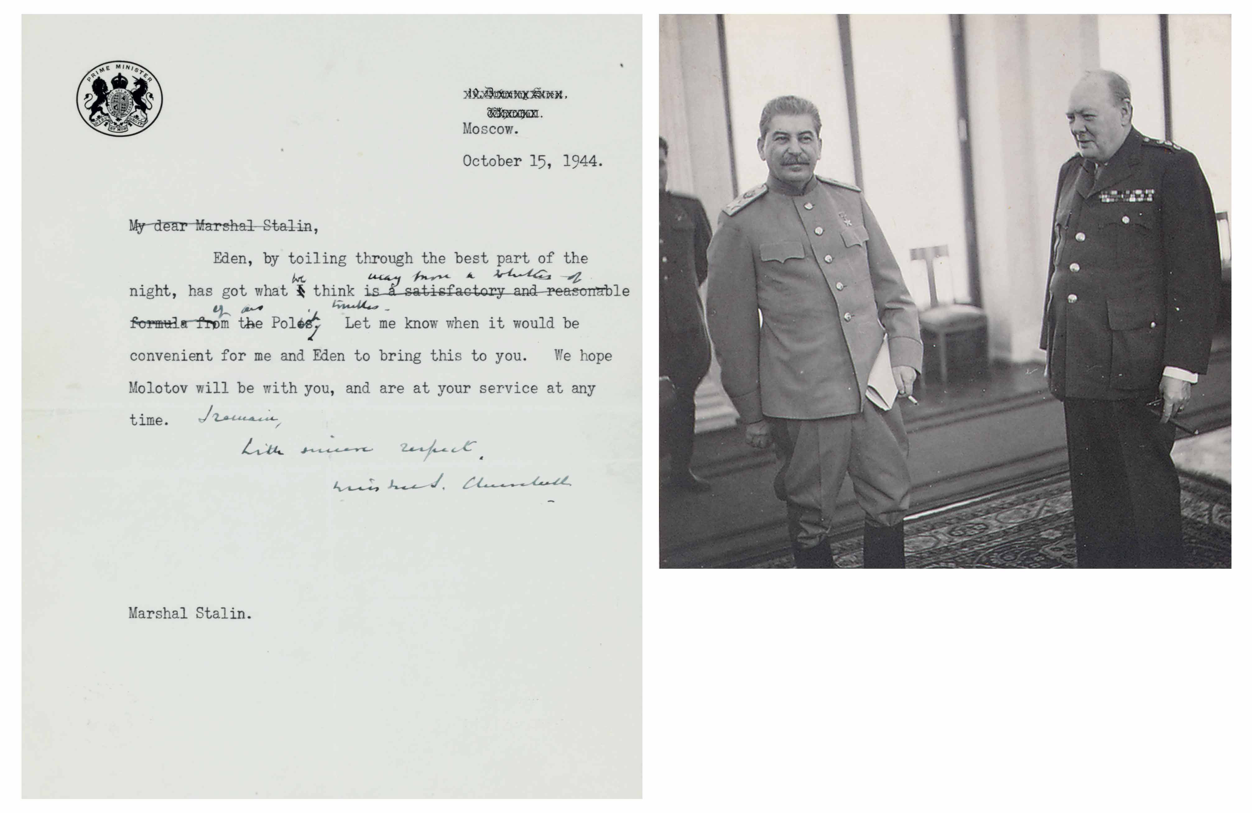 FRANKLIN D Repro-Autogramm 20x25cm WINSTON CHURCHILL ROOSEVELT & JOSEF STALIN 