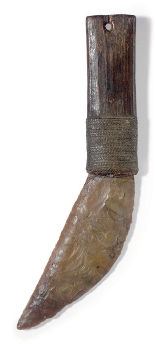 AN EGYPTIAN WOOD AND FLINT KNIFE , PREDYNASTIC PERIOD, CIRCA 3200 B.C ...