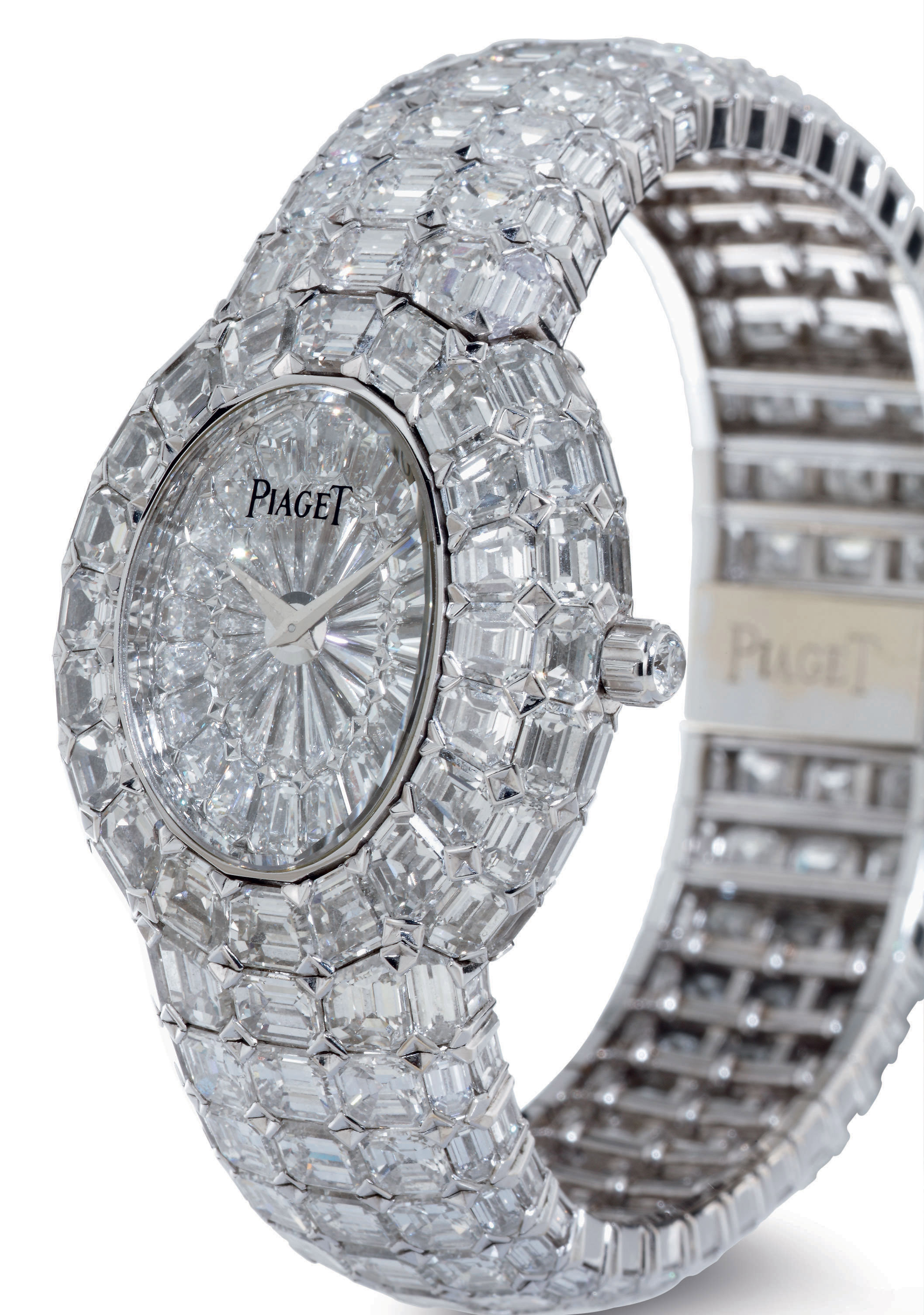 PIAGET.  AN EXTREMELY RARE AND SUPERLATIVE 18K WHITE GOLD AND DI