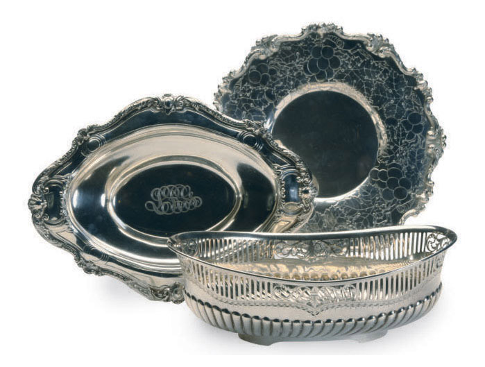 THREE AMERICAN SILVER DISHES, , TWO MARKED GORHAM, 20TH CENTURY
