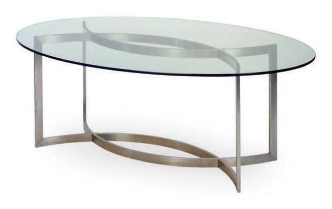 A CHROMED-METAL AND GLASS OVAL DINING TABLE, , DESIGNED BY ...
