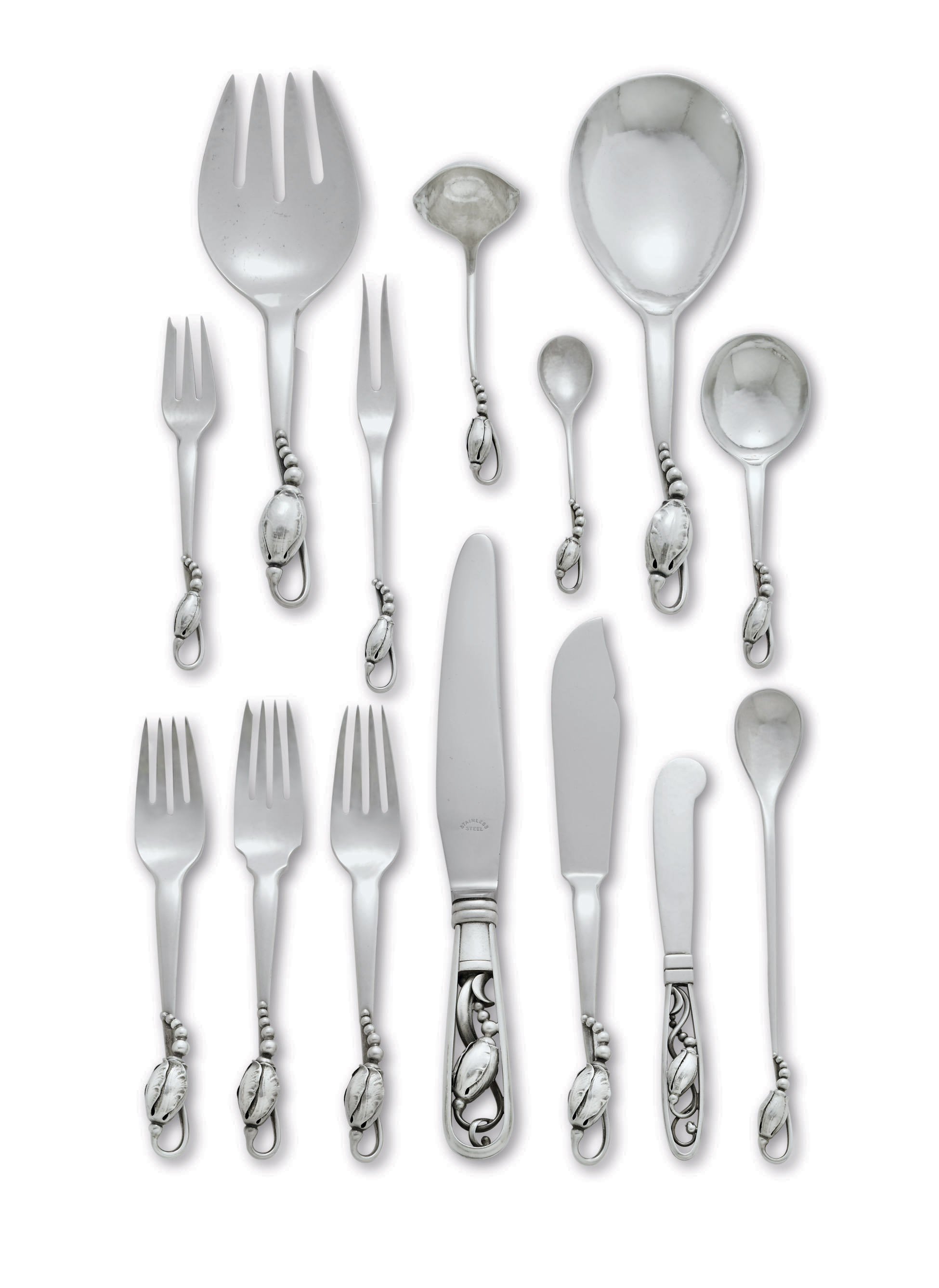 A DANISH SILVER FLATWARE SERVICE DESIGNED BY JENSEN , MARK OF