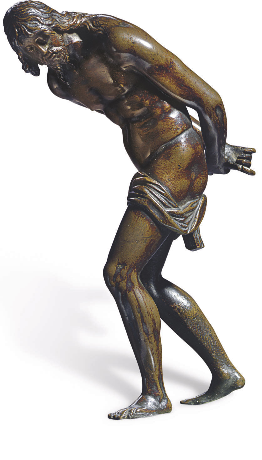 A BRONZE FIGURE OF CHRIST AT THE COLUMN , POSSIBLY FRENCH, EARLY 17TH