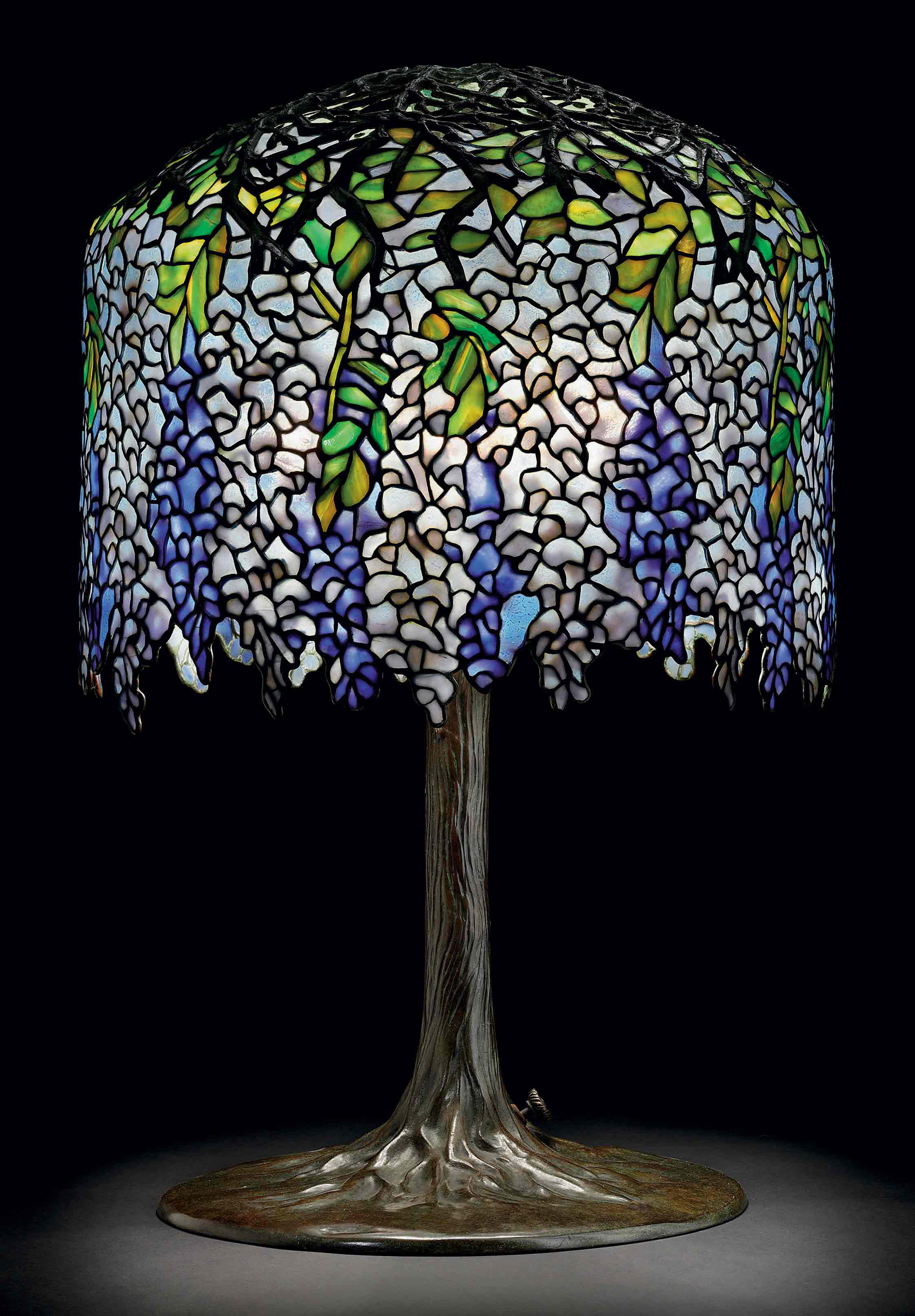 Tiffany Studios A Wisteria Leaded Glass And Bronze