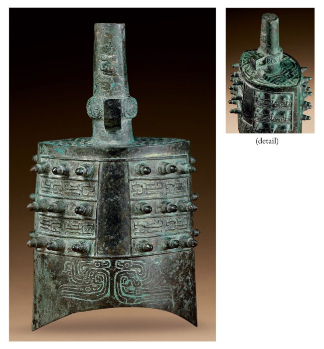 A SMALL BRONZE BELL, ZHONG , LATE WESTERN ZHOU DYNASTY, 8TH7TH CENTURY