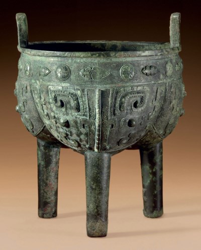 bronze vessel ritual tripod liding lot anyang shang dynasty late tang