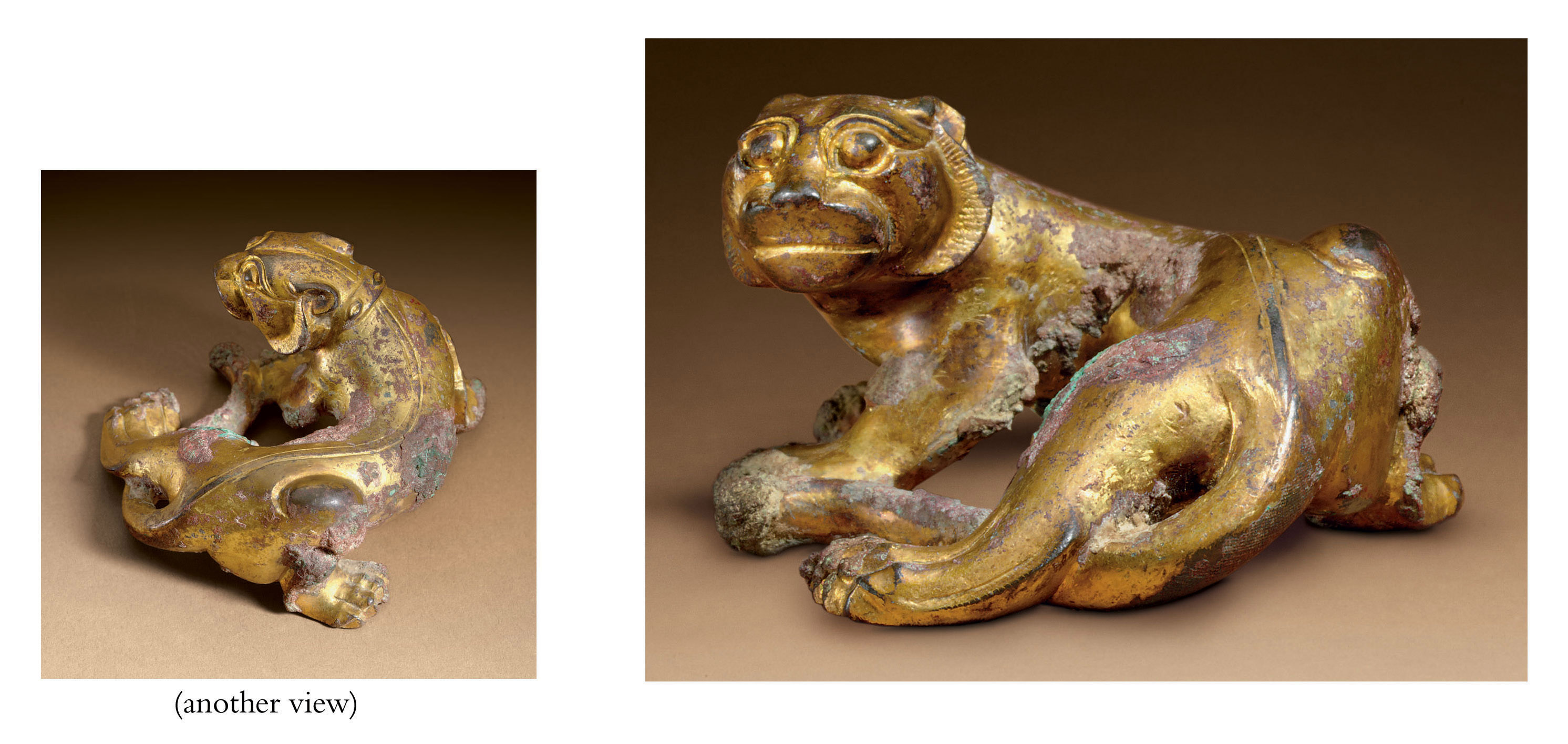 A GILTBRONZE LIONFORM WEIGHT , WESTERN HAN DYNASTY (206 BCAD 8