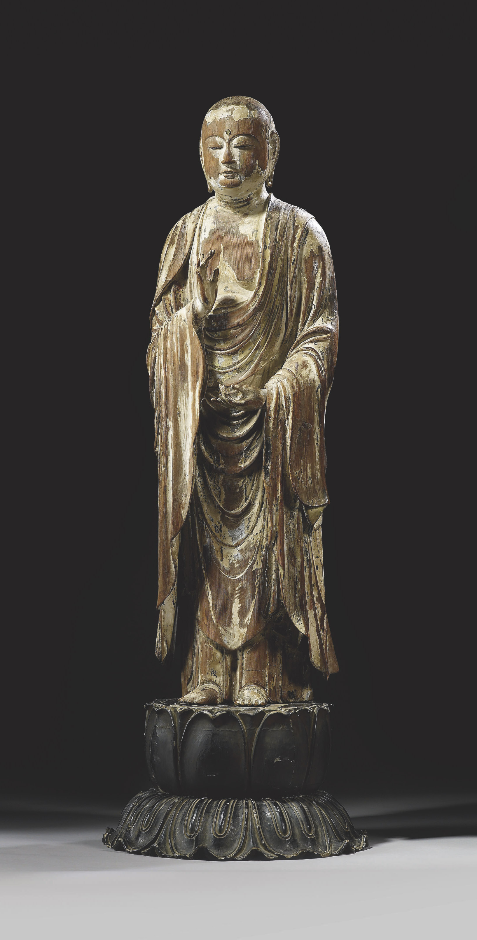 RARE SCULPTURE DE JIZO BOSATSU EN BOIS , JAPON, EPOQUE MUROMACHI (1392