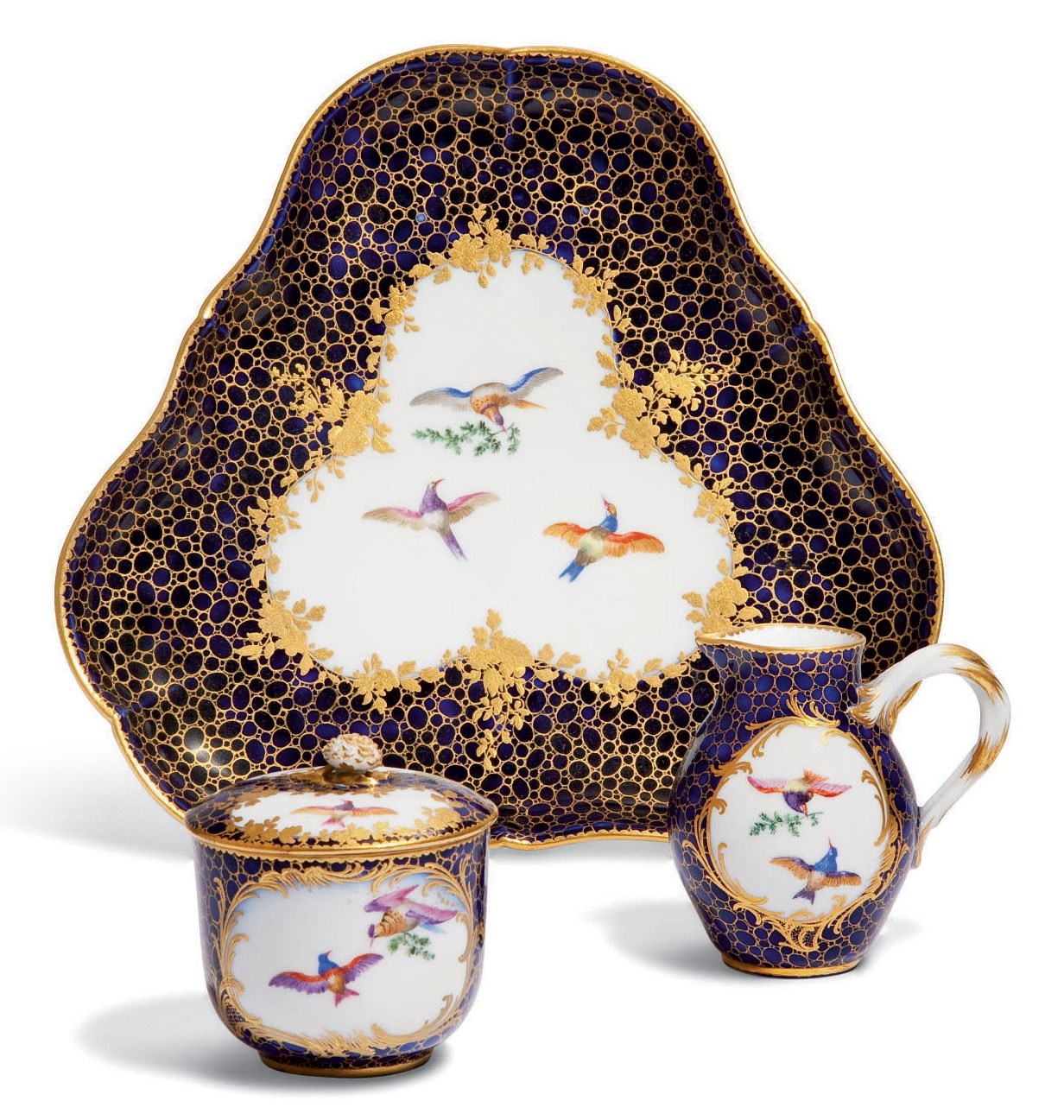 Lot Ancien Pot à Lait Et Sucrier En Porcelaine - Art Nouveau Fleuri - XIXe