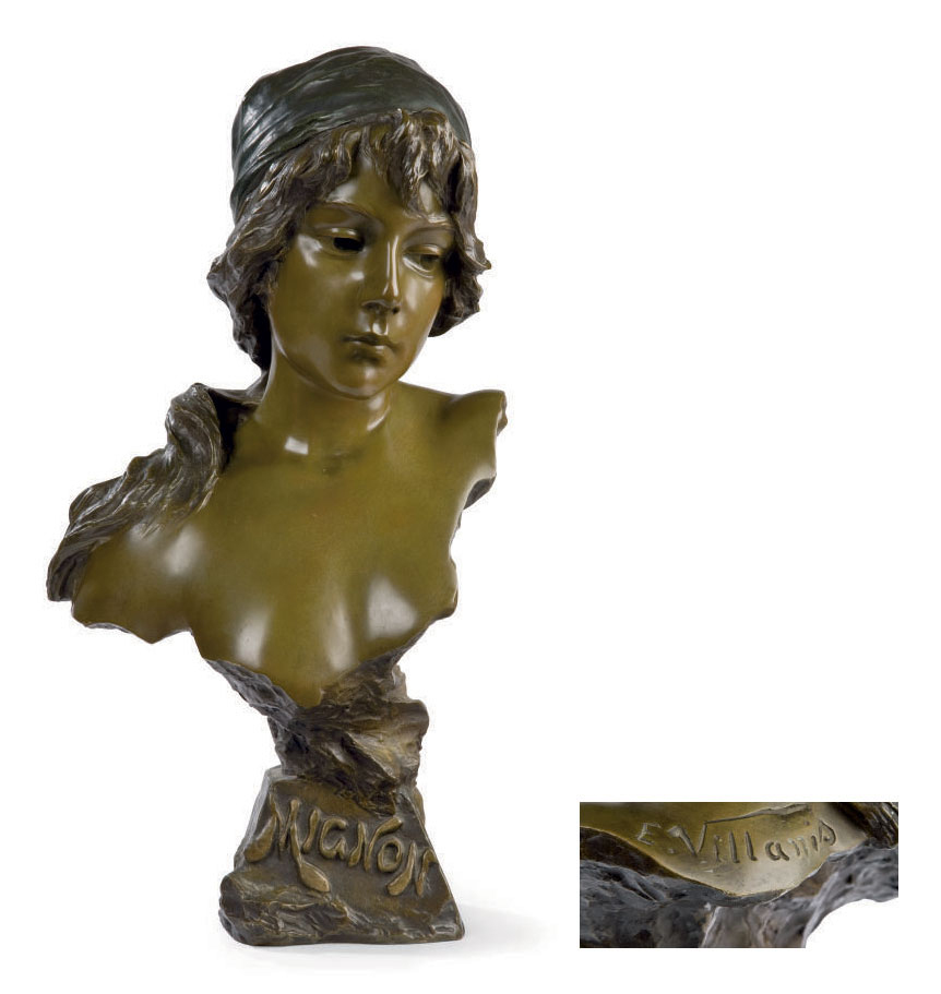 BUSTE EN BRONZE REPRESENTANT UNE JEUNE FEMME 'MIGNON' , D'APRES