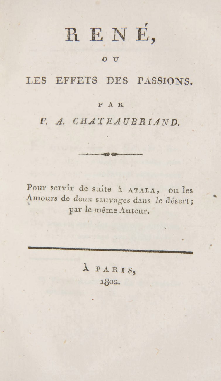 CHATEAUBRIAND, François René, vicomte de (1768-1848). René, ou Les ...