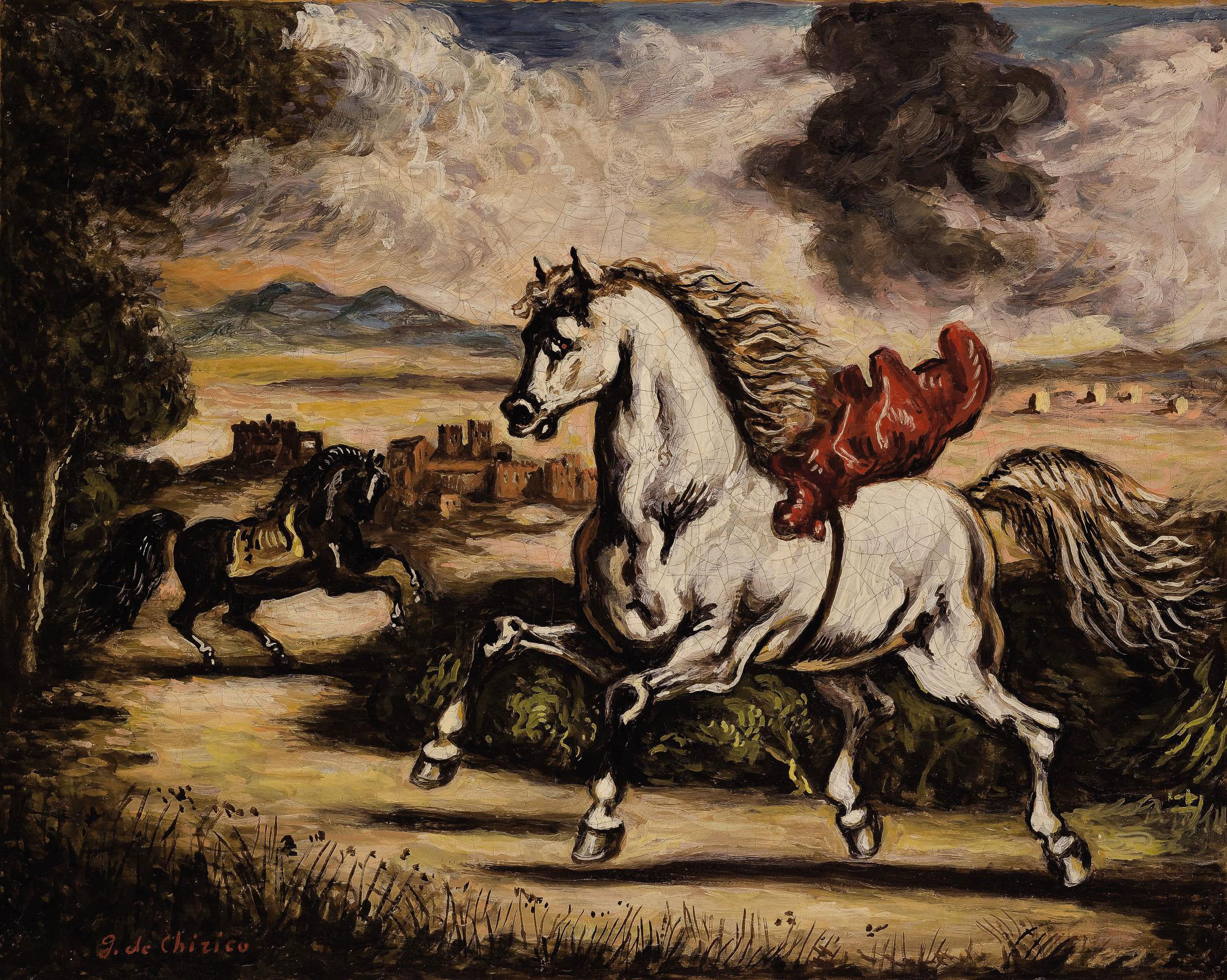 Due cavalli in un paesaggio 

